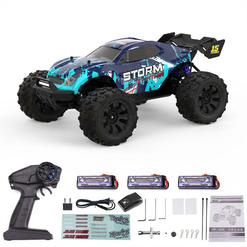 JIUSI MT14R 1/14 RC Racing Car 3S Battery 4WD 80km/h Brushless Motor 2.4G Remote Control 35C High Speed Off-road RC Truck
