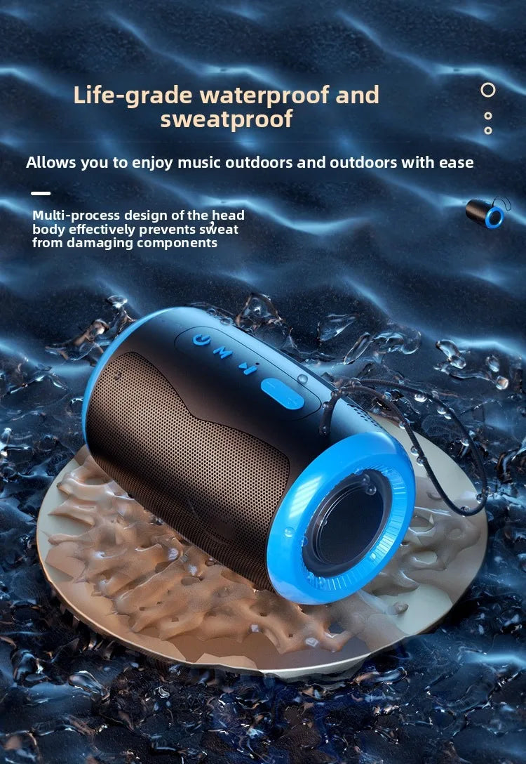 Portable Speaker Wireless Bluetooth Speakers with 5.3 Stereo FM/SD/USB Disk/Aux Modes Waterproof for Outdoor Hifi Sound TSN-1