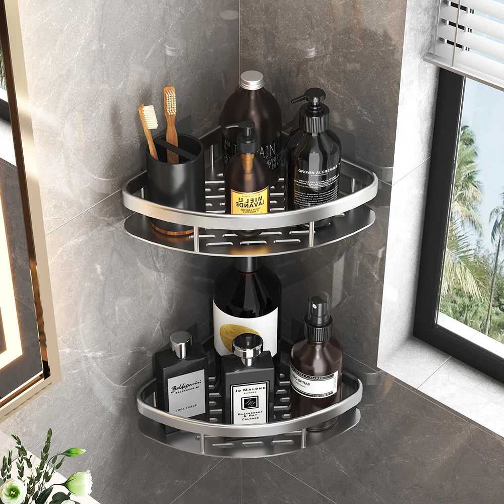 Bathroom Shelf Bathroom Towel Rack Shelves Wall Shower  Shampoo Rack No Drill Shelf Bathroom Tripod Storage Rack