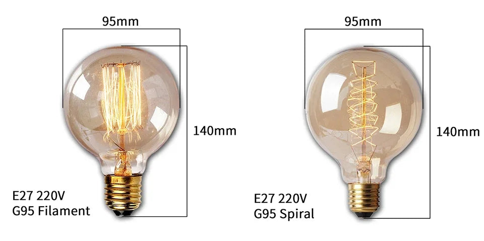 Vintage Edison LED Filament Bulb E27 220V 4W Dimmable Amber Glass ST64 G80 G95 G125 T185 A19 Retro Incandescent Lamp for Home