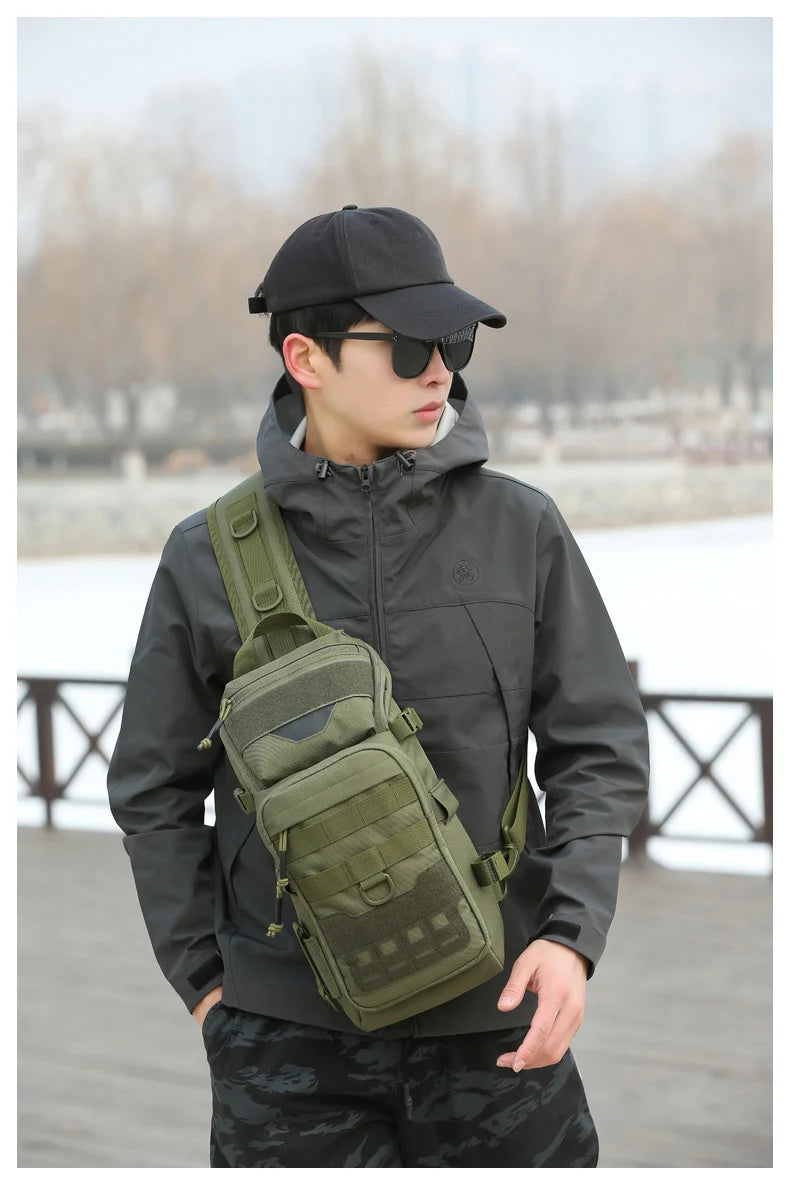 Men Chest Bag Molle Fanny Pack Outdoor Sport Fishing Hunting Camping Hiking Tactical Hook and Loop Fastener Sling Shoulder Bag