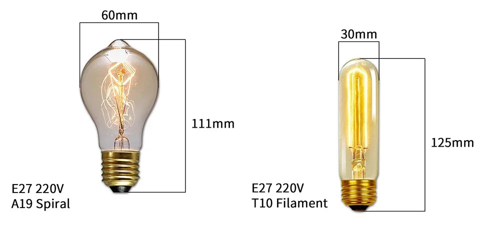 Vintage Edison LED Filament Bulb E27 220V 4W Dimmable Amber Glass ST64 G80 G95 G125 T185 A19 Retro Incandescent Lamp for Home
