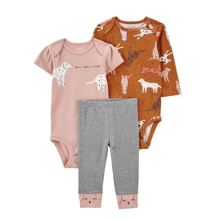 2025 Baby Girls Clothes Autumn Spring Newborn Infant Outfit Cotton Bodysuit Top And Bottom Pants Kids Toddler Clothing Set 6-24M