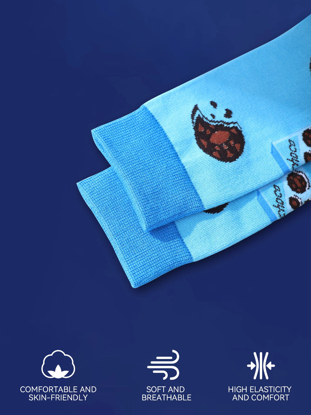 1 pair of mid-calf socks for men and women in a novelty coffee design, practical and suitable for holiday gifting.