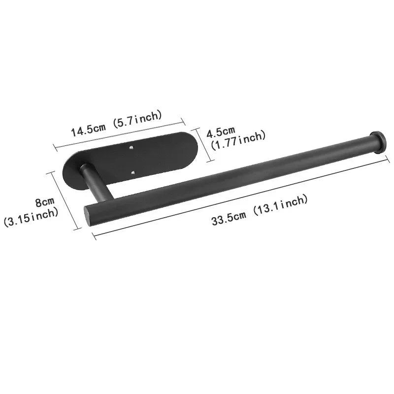 Paper Towel Holder Under Cabinet Wall Mount Stainless Steel Black Kitchen Paper Towel Rack Self Adhesive No Drilling Bathroom