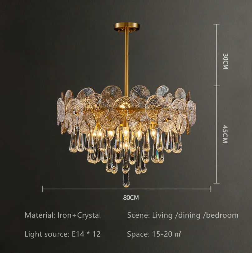 Nordic Luxury Living Room Lotus Pendant Lamp 2024 Modern Crystal Chandeliers Bedroom Restaurant Hotel Home Decor Lustre Fixtures