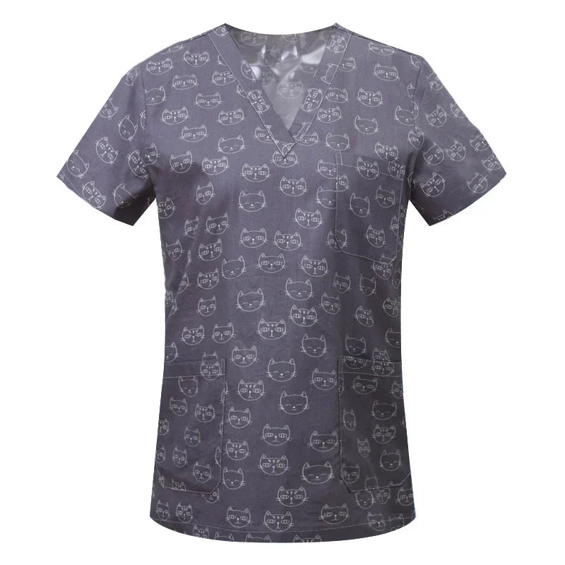 Women's Nursing Clothing High-quality Print Top Accessories Doctors Medical Uniform Hospital Nurse Beauty Salon Scrubs Top Women