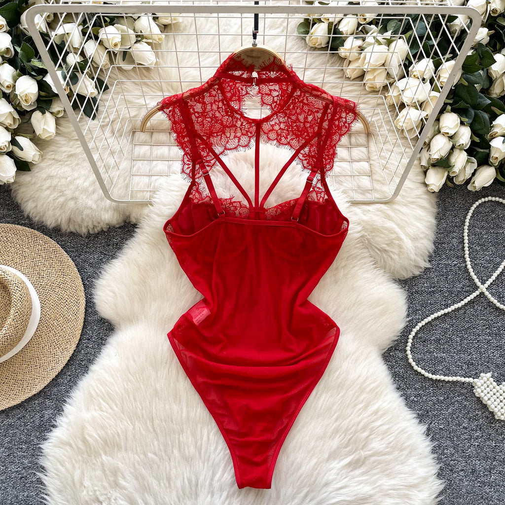 Summer Women Hot Girl Camis Jumpsuit Tank Top Mesh Lace Hollow Out Slim Fit Crop Top for Stylish and Sexy Look