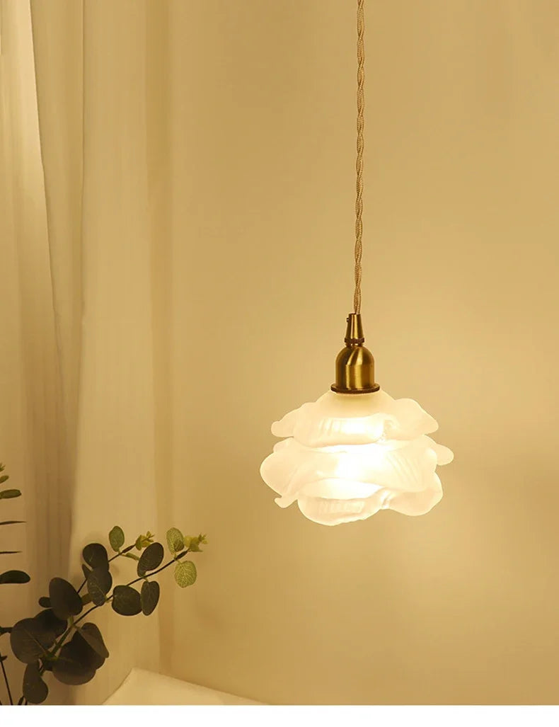 Nordic Rose Pendant Light Lustre Copper LED Ceiling Lights for Living Room Bedroom Dining Room Home Decor Wall Lamp Hanging Lamp