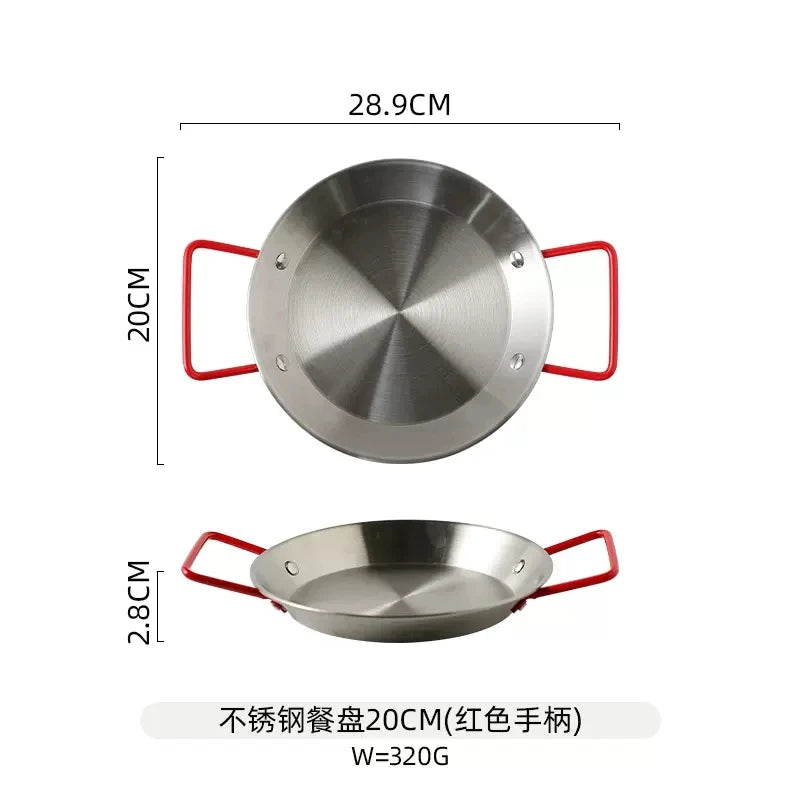 Spanish seafood rice Pot thickened stainless steel Cooking Paella Pan Lobster Snack Plates Saucepan Dry Pots Double Ears HotPot