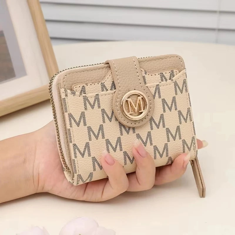 Women’s Short Wallet Lady Purse M Letter Zipper Coin Purses Money Bags ID Holder Wristlet Bag
