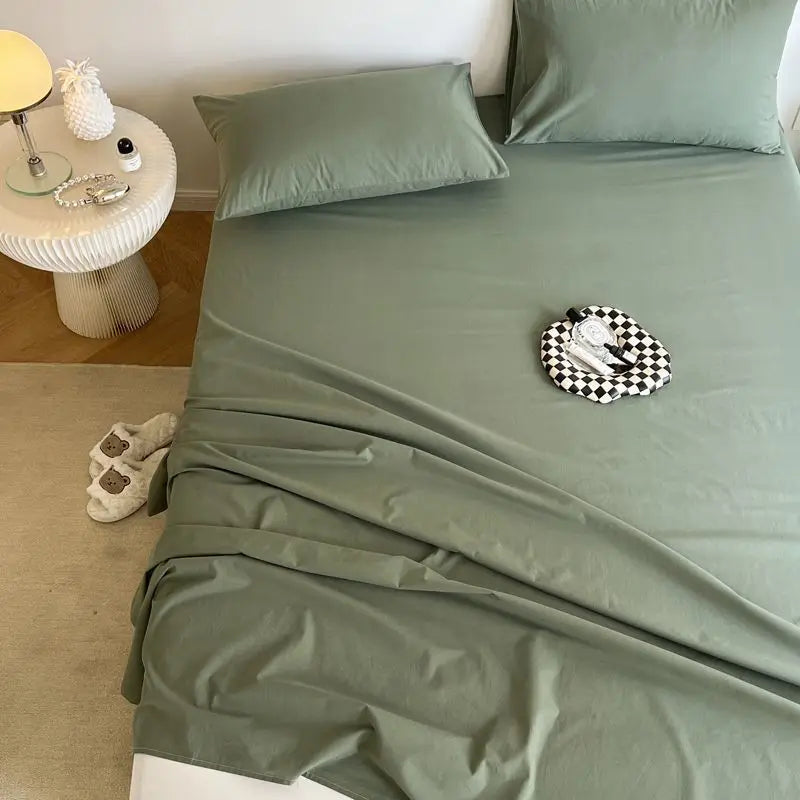 Bed Sheets Plaid Non-slip Comfortable Washed Twin Queen Full Size Nordic Style Universal Bedspread Simple Durable Antibacterial