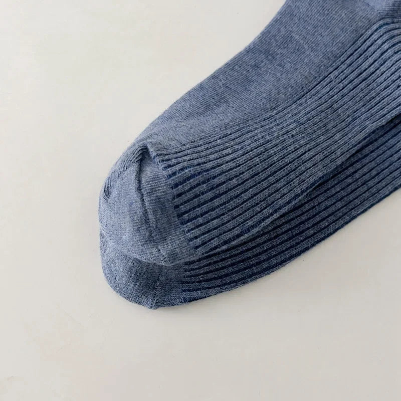 Mens Socks Casual Fashion  Men Business Male Breathable Elastic Cotton Long Socks Solid Color Black Blue Gray SocksAutumn Winter