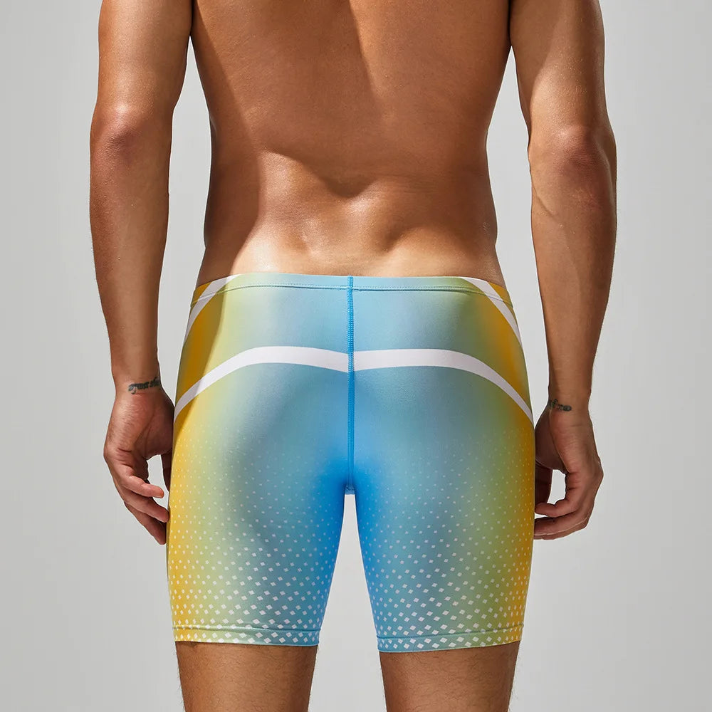 Men's Swimming Trunks Print Quick-Dry Slim-Fit Athletic Swimming Shorts Beach Water Sports Wear