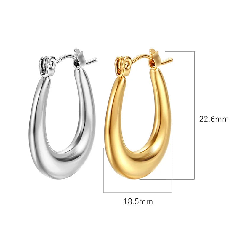 Most Popular Style Titanium Steel Hoop Earrings For Women C-type Peach Heart Round Ear Ring Non-fading Hot Selling Ear Jewelry