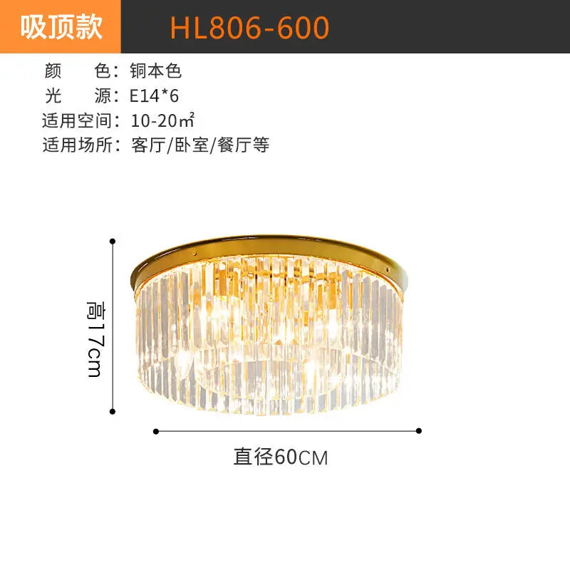 Modern LED Crystal Chandelier American Atmosphere Living Room Villa Hanging Light Bedroom Dining Room Pendant Lamp Home Decor