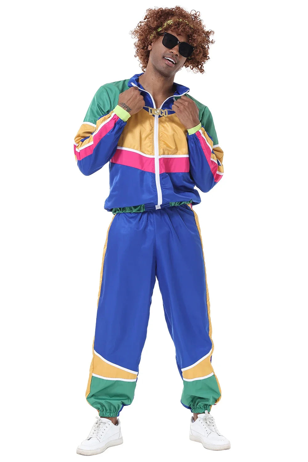 Couples Hippie Costumes for Women Men 80s 90s Retro Sportwear Hippie Disco Cosplay Costume Halloween Party Role Playing Clothes