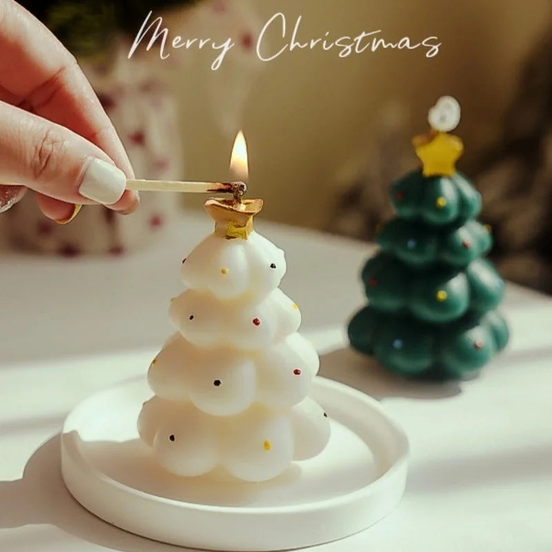 Cute Christmas Tree Scented Candles Handmade Fragrance Creative Ornaments Aromatherapy Xmas Gifts Birthday Gift Home Decor