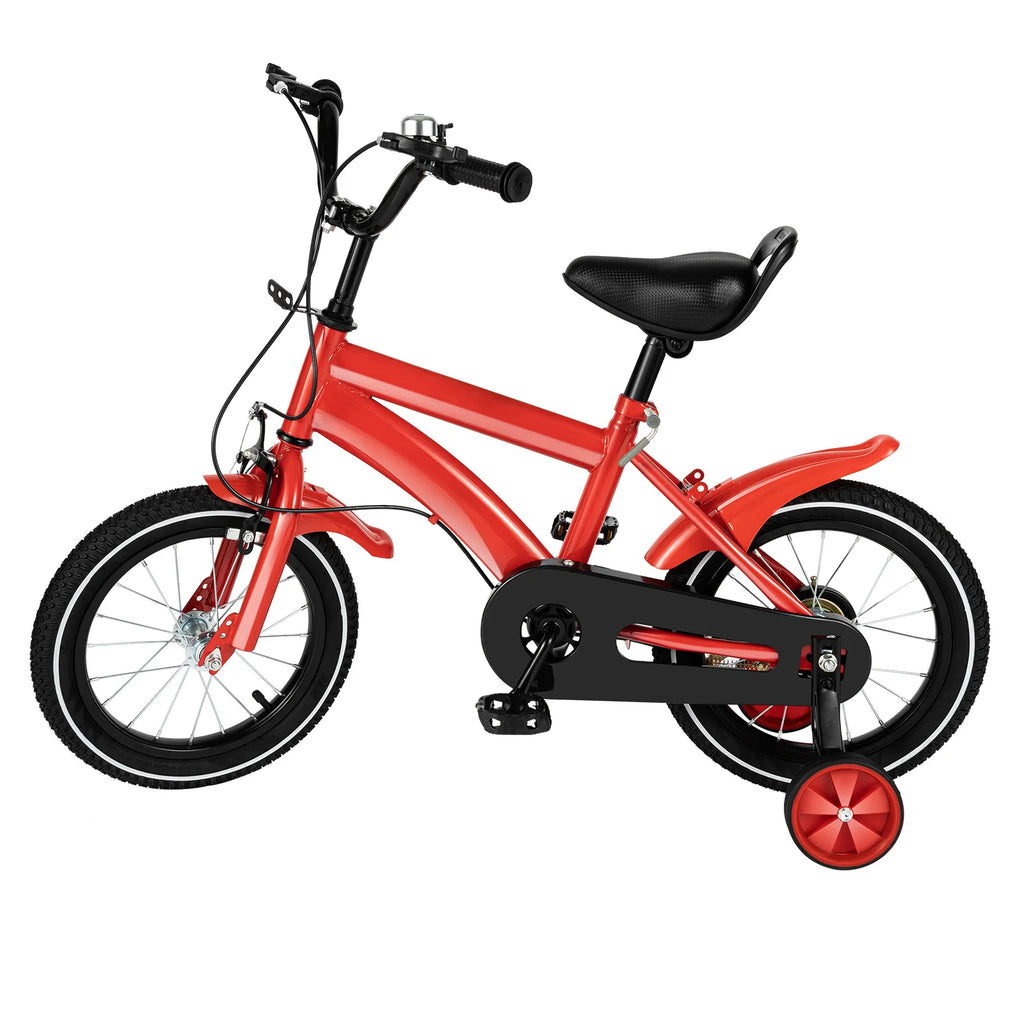14inch Children's Bicycle with Training Wheel for 2-5 Year-Old Boys and Girls, Height Adjustable Kids Bike White/Yellow/Red/Blue