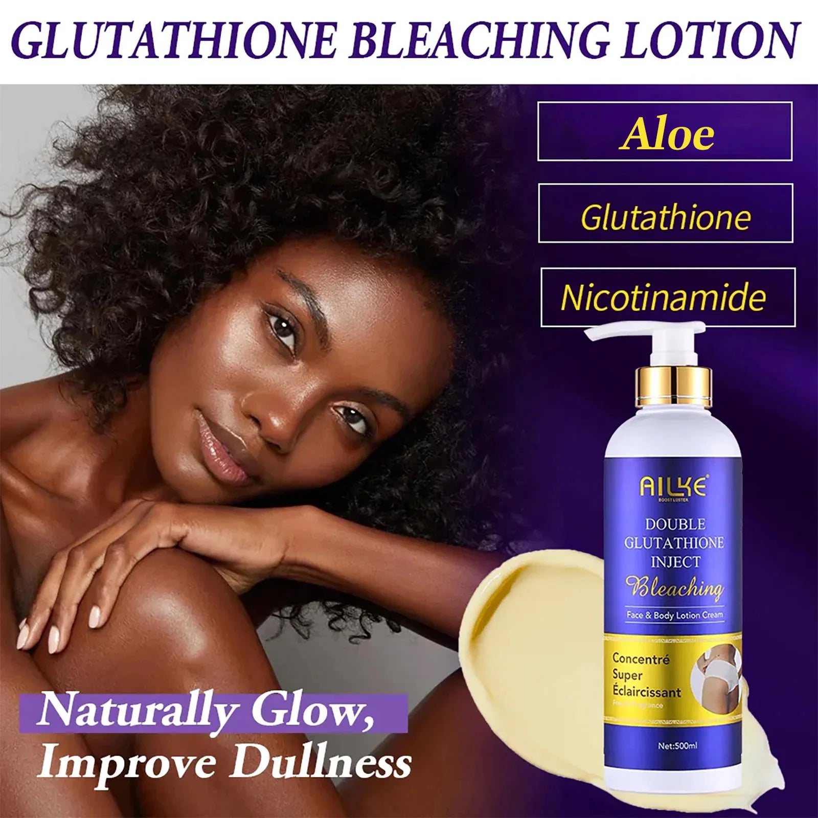 AILKE Double Glutathione Whitening Daily Skin Care, Clean Skin, Lightening, Even Toning, Remove Melanin, For All Skin Types