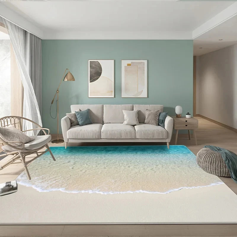 3D Carpets For Living Room Large Waves Beach Kids Room Rug Blue Kichen Mat Floor Carpet Modern Entracnce Mat Home Bathroom Rugs