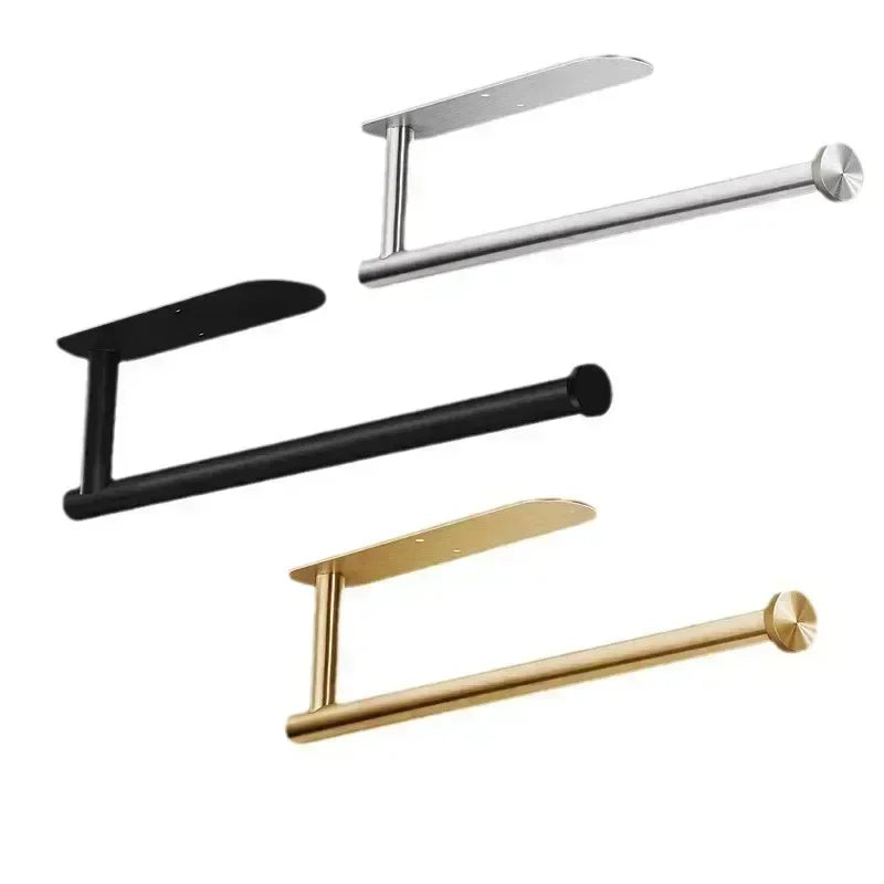 Paper Towel Holder Under Cabinet Wall Mount Stainless Steel Black Kitchen Paper Towel Rack Self Adhesive No Drilling Bathroom