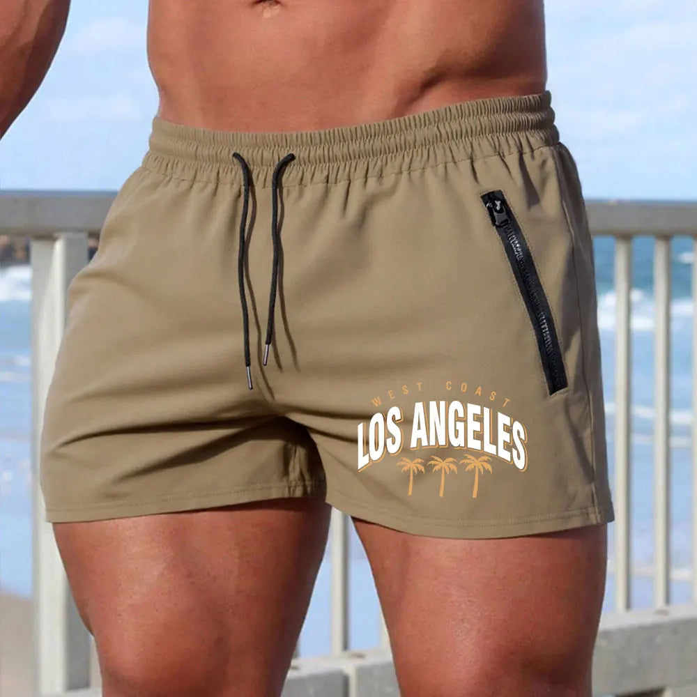 Men's Swimming Trunks Summer Gyms Fitness Bodybuilding Coconut Tree Print Beach Shorts Boxer Trunks Men Running Sport Sportwaer