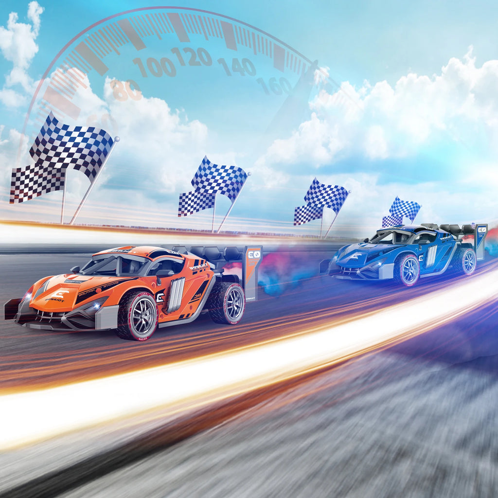 2 Pack Remote Control Drift Car with Spray and Light,Fog Mist High Speed Racing Cars,2.4GHZ 4WD Off Road Toy Vehicle for Adults