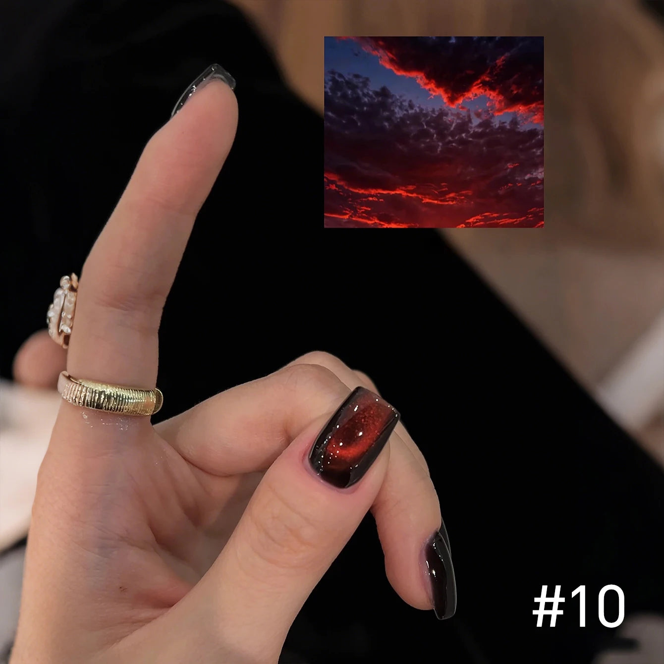 10ML 1-10PCS Sunrise Cat Eye Nail Glue Popular Winter Red Colors Silk Glass Bead Chasing Light Magnet Cat Eye Nail Polish Gel