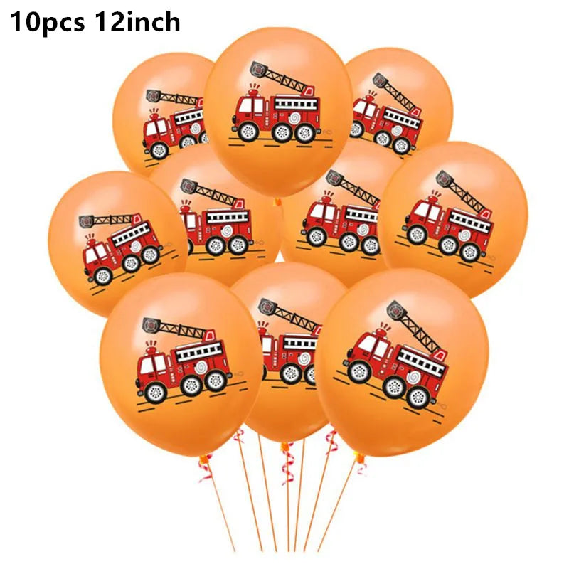 Fireman Sam Party Supplies Disposable Tableware Set Paper Plates Cups Tablecloth Fire Truck Birthday Party Decor Boys Baby Showe