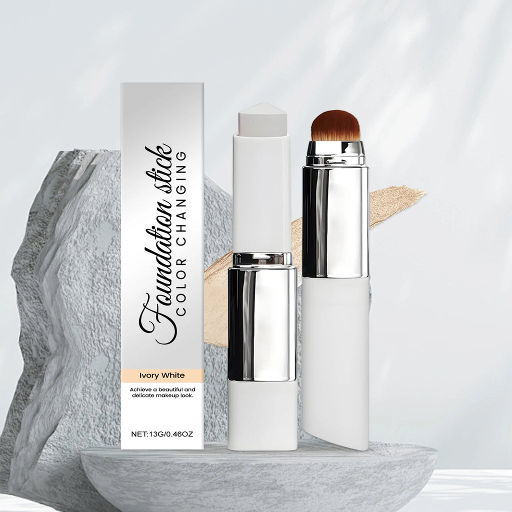 Foundation Make-Up Stick Double Head with Brush 3 Colors Lightweight Moisturizing Brighten Matte Concealer 2IN1 Foundation Stick