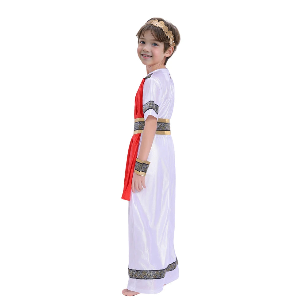 Medieval Cosplay Costume for Kids, Ancient Roman Boy, Greek Emperor Caesar, Historical Outfit for Book Week Day, Halloween Party