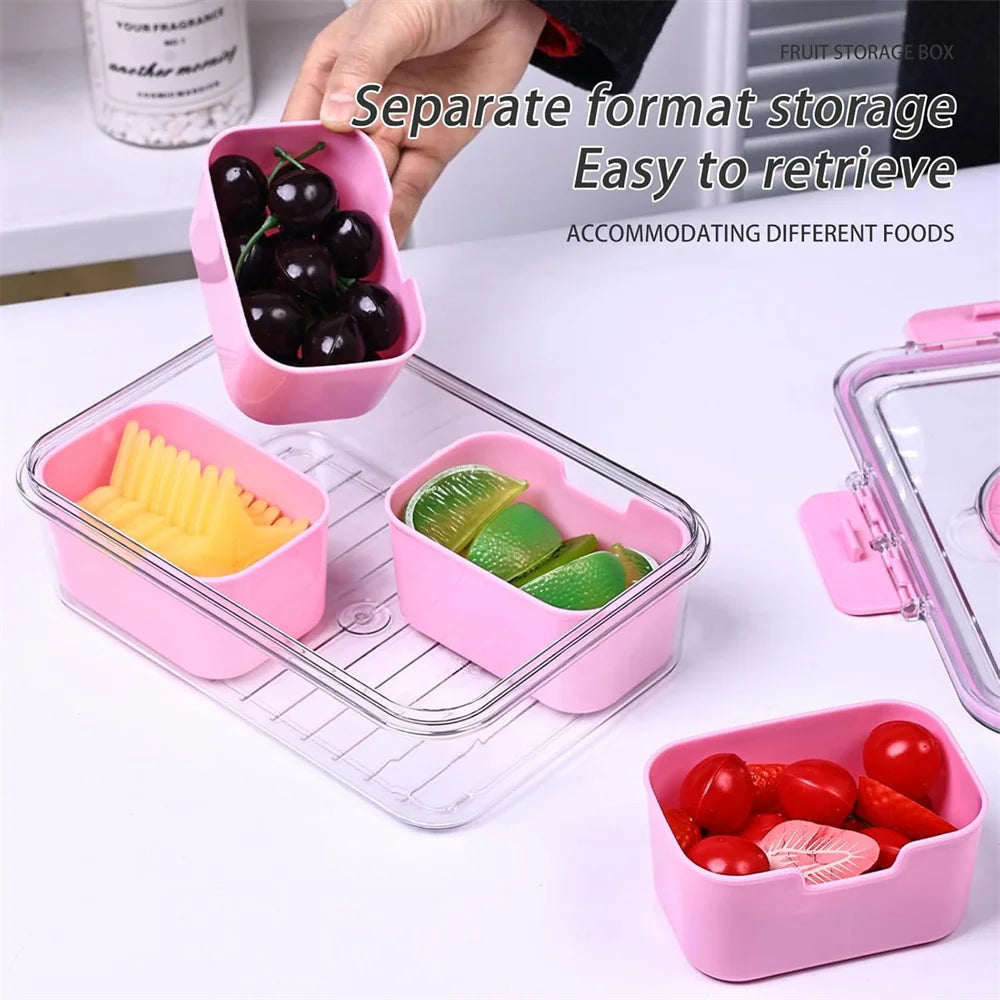Snack Box Container, 4 Compartments Divided Serving Tray with Lid, Snackle Box Container, Snack Organizer for Fruit, Veggie, Per