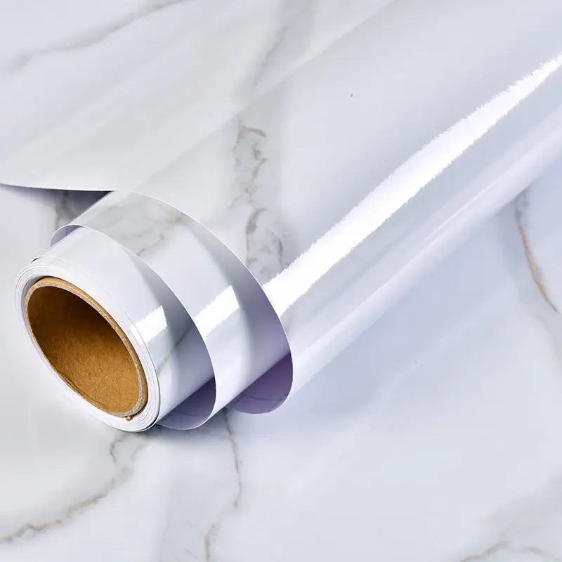 DIY Contact Paper Kitchen Stickers Solid Color PVC Self-adhesive  Home Decorative Marble Wallpaper Living room Study Furnitures