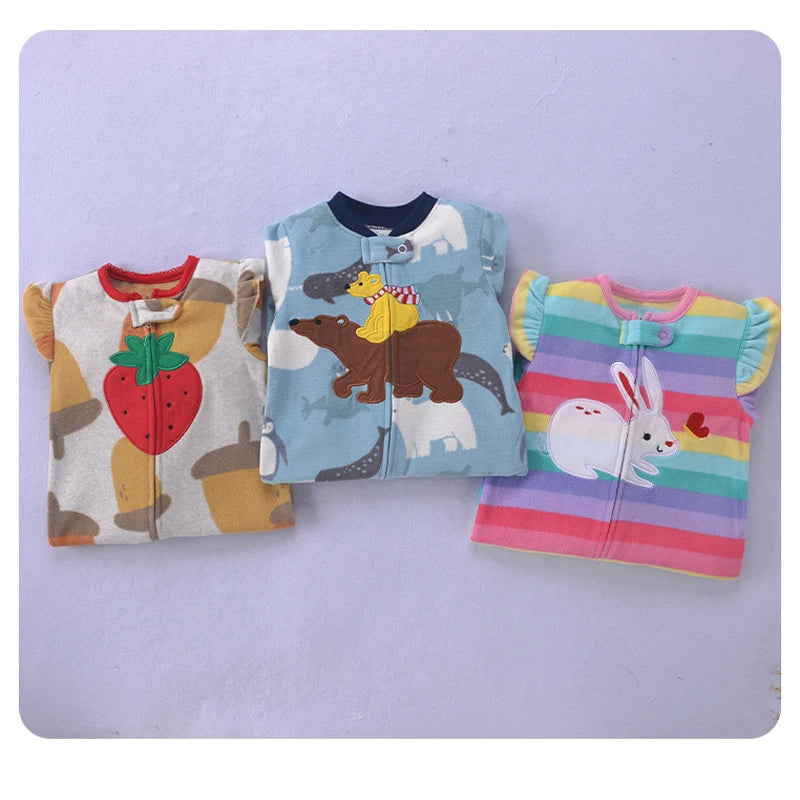 Newborn Baby Boy Girl Rompers Clothes Winter Pajamas Zipper Fleece Fall Infants Outfit Animal Jumpsuit Clothing 0 -12 Months New