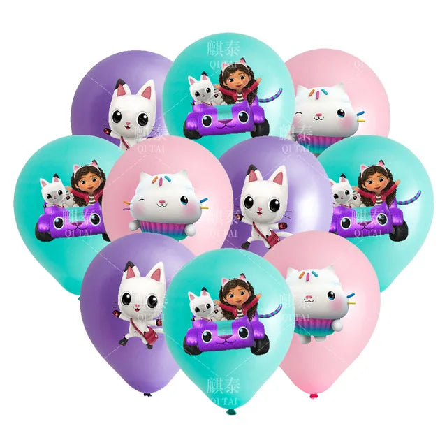 Gabby Doll's House Party Supplies Tableware Paper Plate Ballon Tablecloth for Kids Boys Birthday Party Decorations Baby Shower