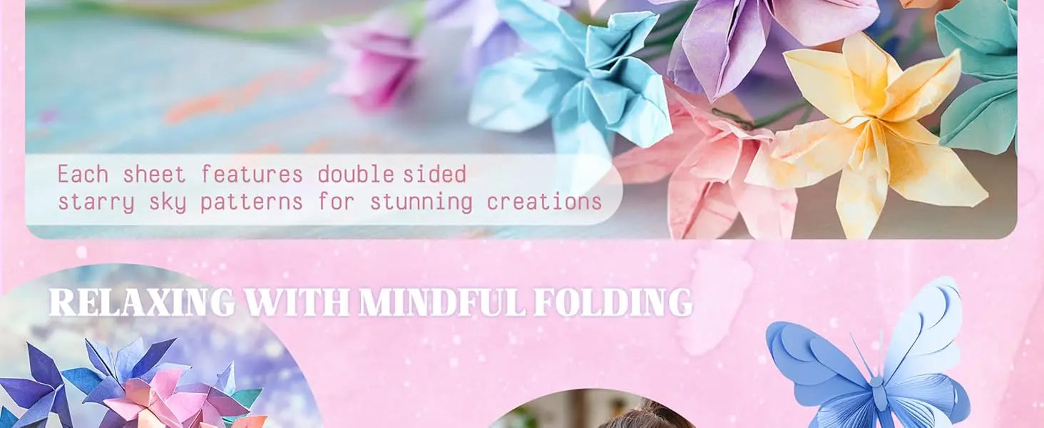 50-200 Sheets Origami Paper Kit Double Sided Squares for Scrapbook Decor, Folding Crafts Kids DIY School Arts Crafts Projects