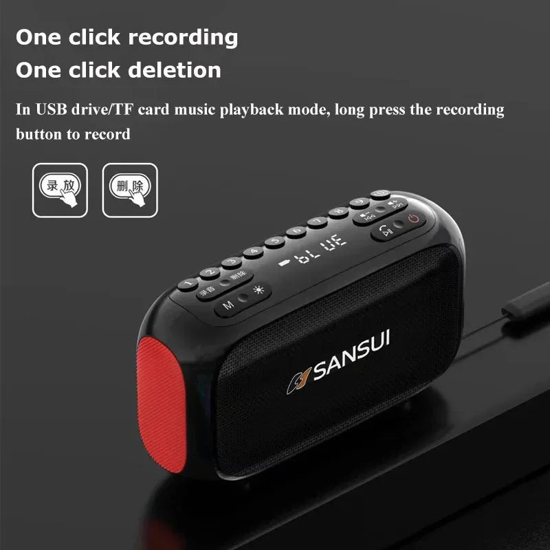 Mini Soundbox Multifunctional Digital FM Radio Wireless Bluetooth Speaker Recording Function Outdoor Portable MP3 Player Boombox