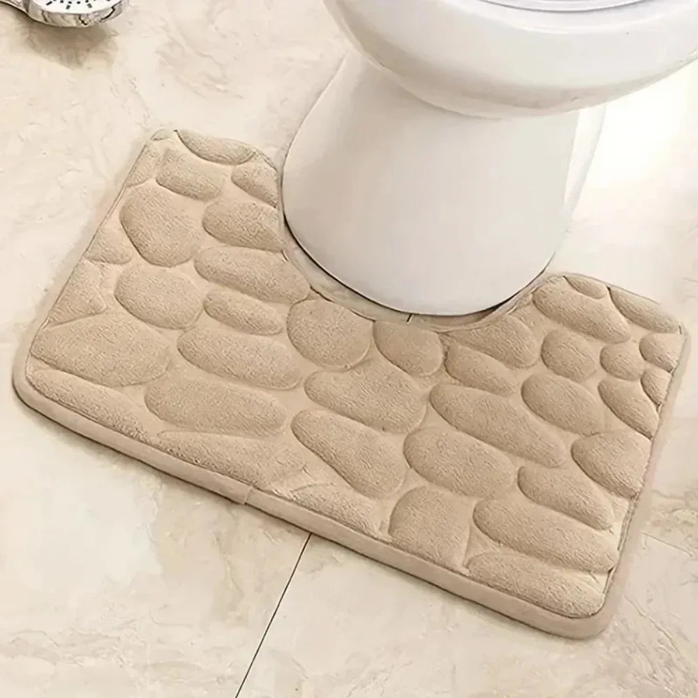 U-shaped Bathroom Mat Pebble Pattern Floor Mat Home Entrance Carpets Bedroom Toilet Bathroom Door Absorbent Non-Slip Foot Pad발매트