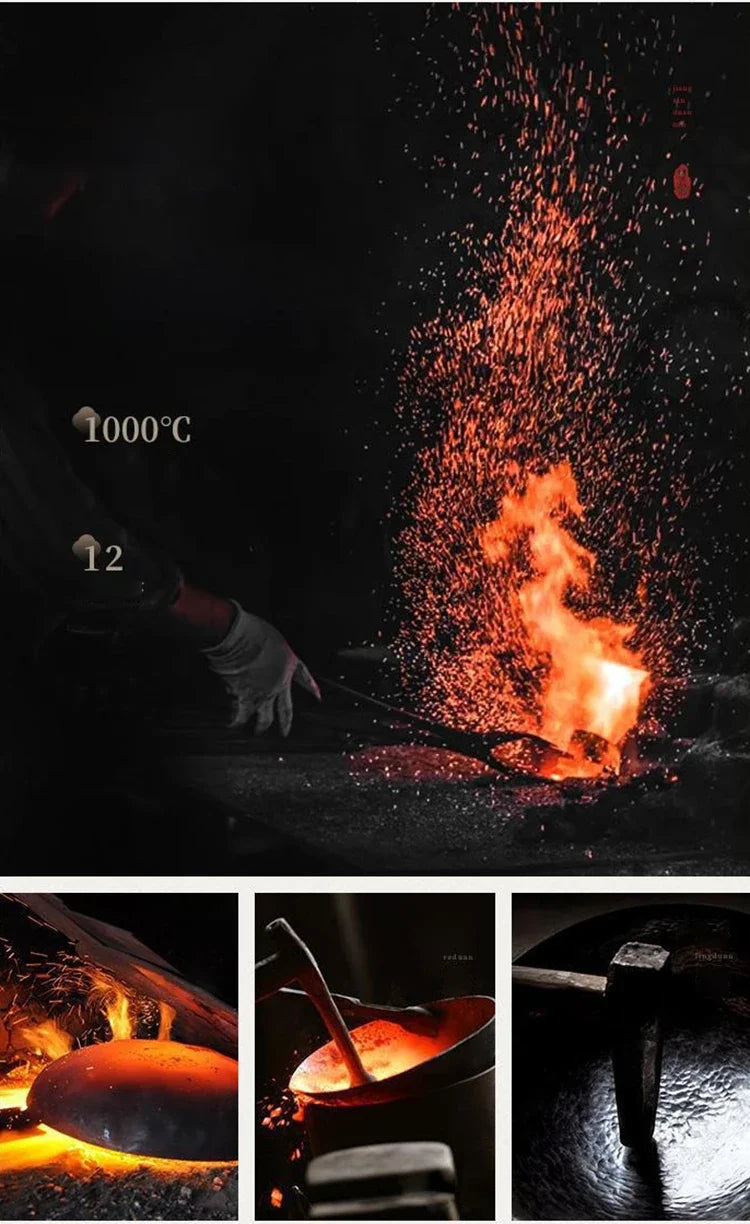 Handmade Forging Big Belly Pot Uncoated NON-STICK PAN Household Small Flat Bottom Frying Pan Kitchen Gas Stove Universal Pan