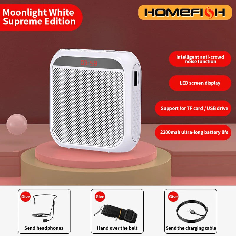 Portable speaker, voice and audio amplifier with microphone, tour guide, shopping mall hawking, teacher, teaching speaker, playe