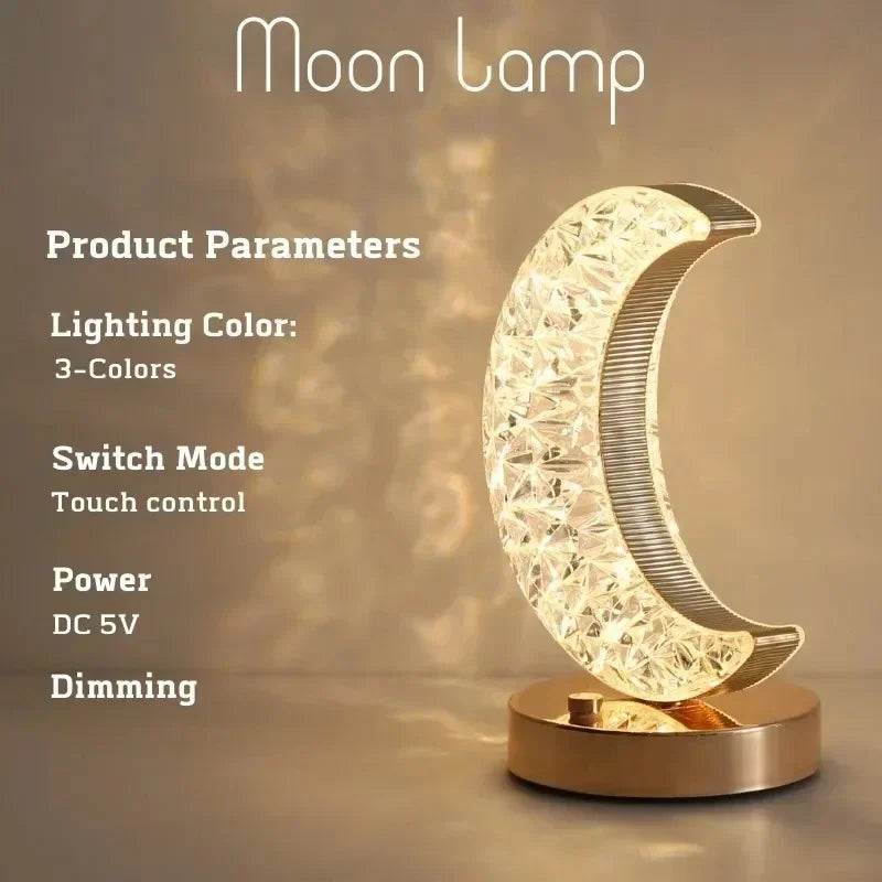 1-2PCS Bedroom 3Color Touch Dimming Night Light Girls Kids Room Home Decor Bedside LED Ambient Table Moon Stars Atmosphere Lamp