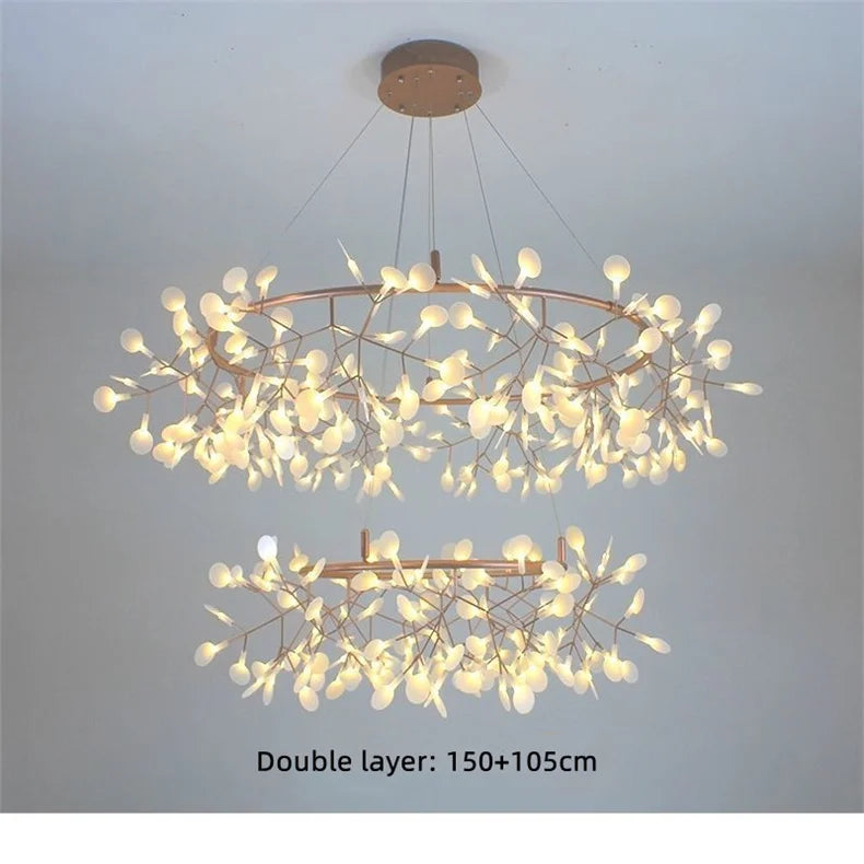 Nordic LED Firefly Ceiling Chandelier Modern Living Dining Room Pendant Lamp Bedroom Hanging Light Lustre Home Decor Fixture2023