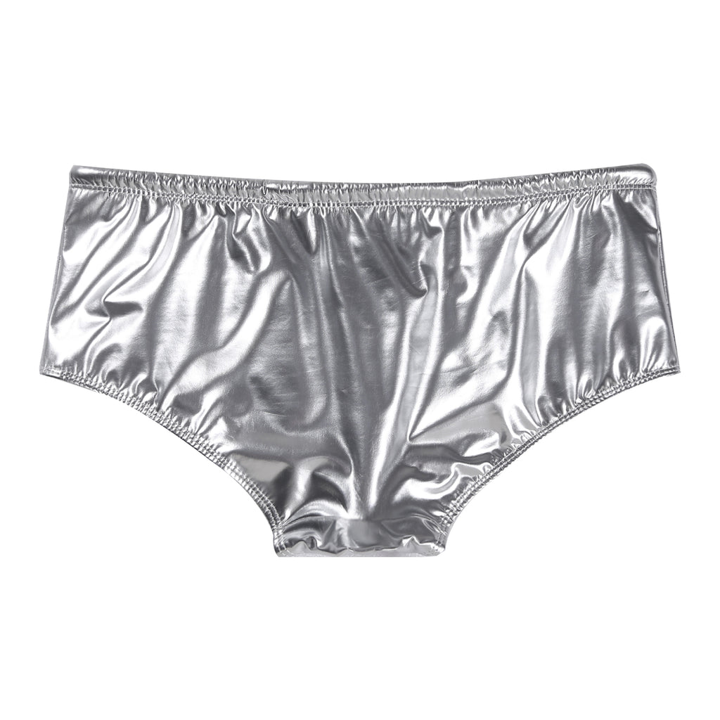 Men Swimming Trunks Wet Look Patent Leather Shorts Short Pants Low Rise Drawstring Boxer Shorts Beach Swimwear Party Clubwear