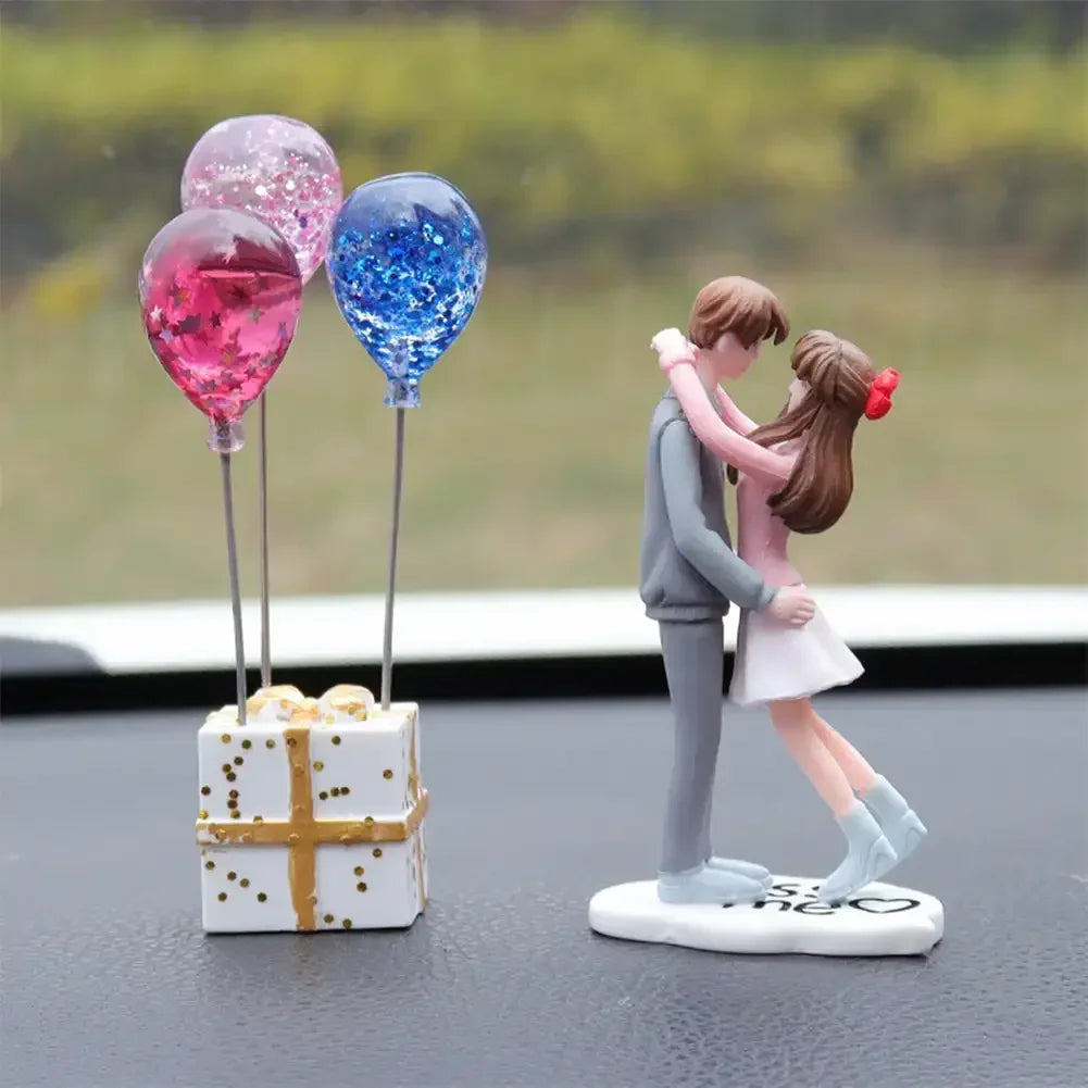 Cartoon Couples Car Decoration Accessories Romantic Lovers Figurines Balloon Ornament Auto Interior Dashboard Accessories Gifts