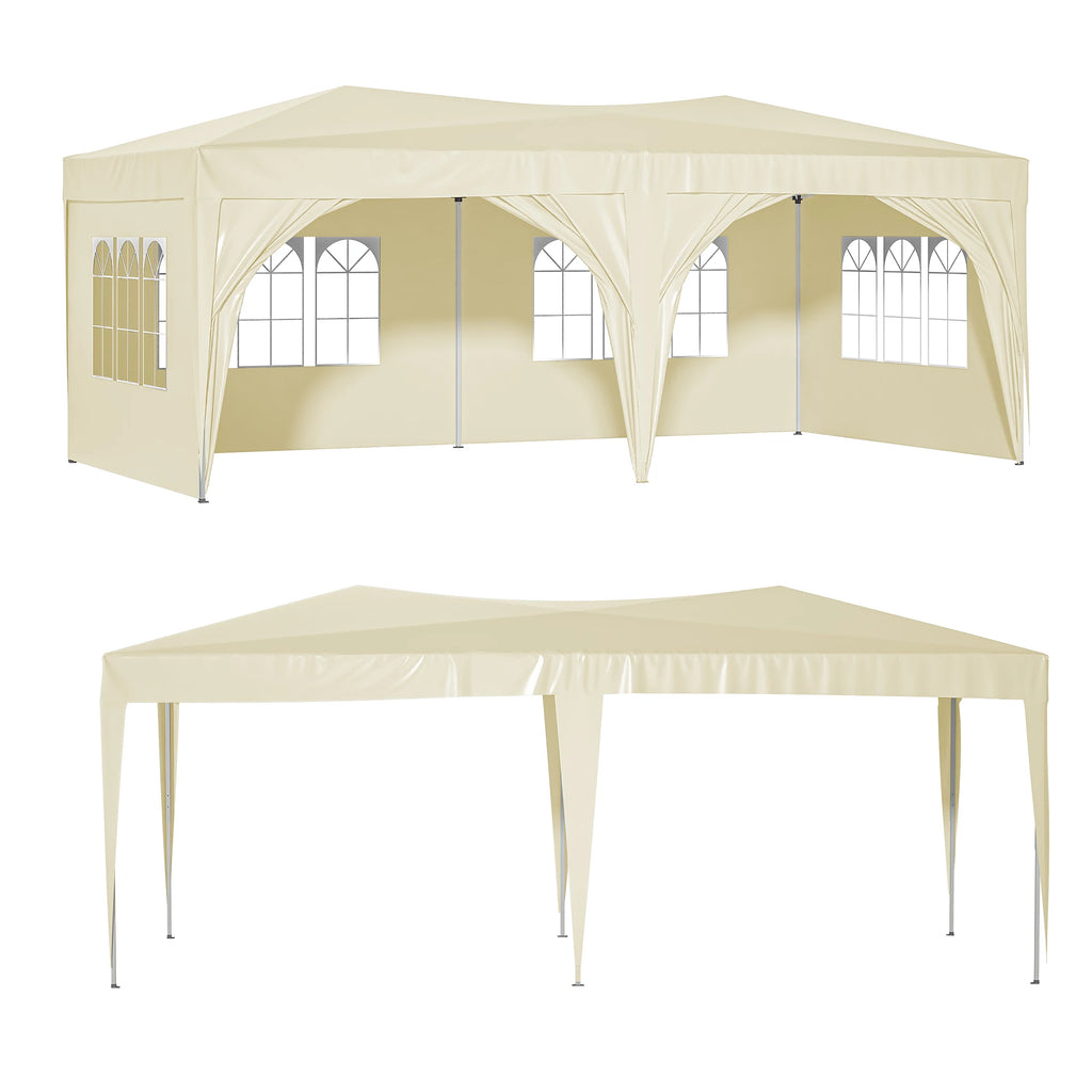 LZBEITEM 10' x 20' Pop Up Canopy Tent with 6 Removable Sidewalls & Carry Bag, Waterproof Anti-UV Party Wedding Tents Gazebo