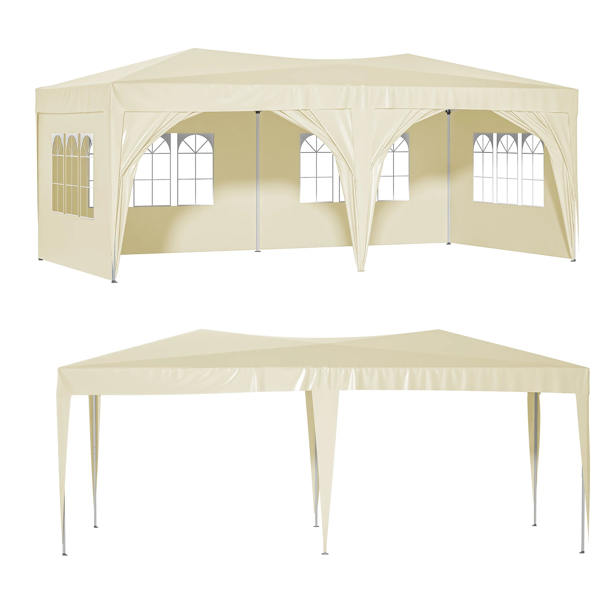 LZBEITEM 10' x 20' Pop Up Canopy Tent with 6 Removable Sidewalls & Carry Bag, Waterproof Anti-UV Party Wedding Tents Gazebo