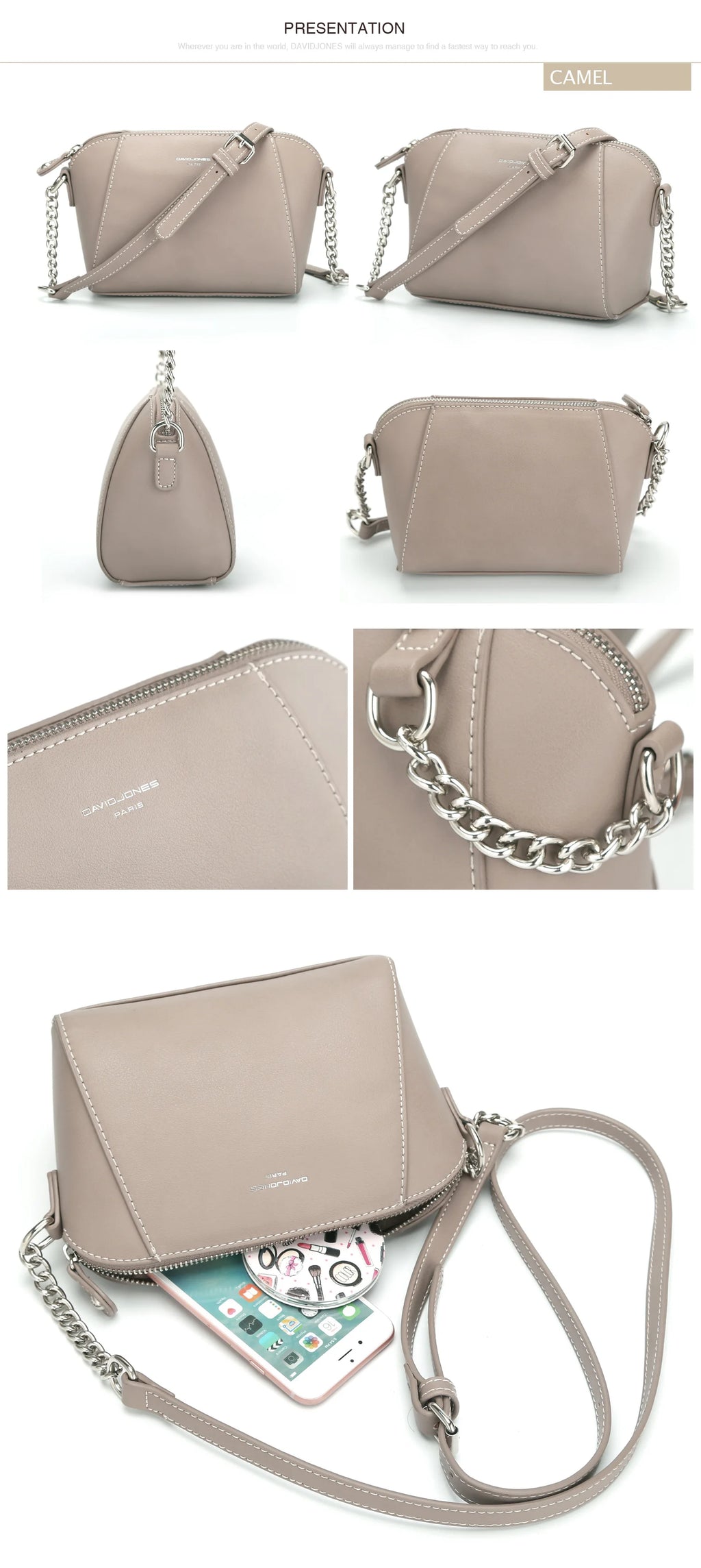 David Jones Handbags for Women 2024 Designer Luxury Ladies Fashion Crossbody Bags Casual Shoulder Bag Soft PU Leather Clutch