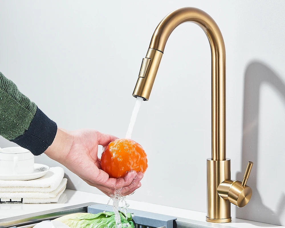 Pull Down Kitchen Sink Faucet Pull Out Two Function Single Handle Hot and Cold Water Mixer Taps Deck Mounted
