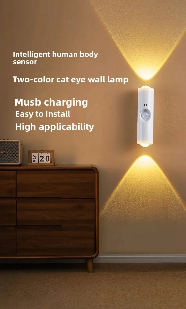 Smart RGB Gradient Night Light Wall Lamp for Bedroom Bathroom Magnetic Motion Sensor Rechargeable Closet Garden Home Decor